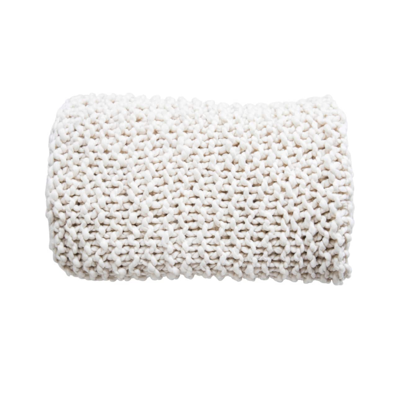 Hello Honey® Cream Acrylic Chunky Knit Throw Blanket